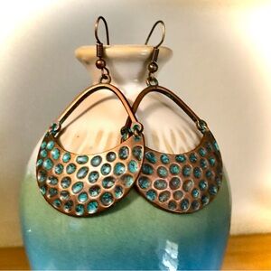 Artistic Turquoise and Bronze Earrings